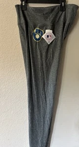 Large L Milwaukee Brewers Women's Activewear Leggings Gray - Picture 1 of 2