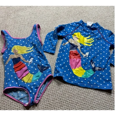 Mini Boden Niños Protector contra Erupciones y Traje de Baño de Una Pieza 7-8Y Azul Sirena Traje de Baño Conjunto Foto 1 de 4
