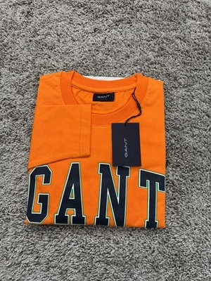 Camiseta Gant Para Hombre Grande Naranja 100% Algodón Cuello Redondo Manga Larga Camiseta Informal NUEVA Foto 1 de 4