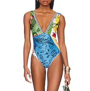 NWT! Agua Bendita Tulipa Tout Plunge One-Piece Swimsuit - Picture 1 of 9
