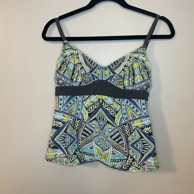 Traje de baño Tankini Title Nine para mujer azul verde estampado cachemir talla M Foto 1 de 4