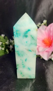 4.7" 269g Pretty Quantum Quattro Chrysocolla Crystal Obelisk Tower Stone Carving - Picture 1 of 19