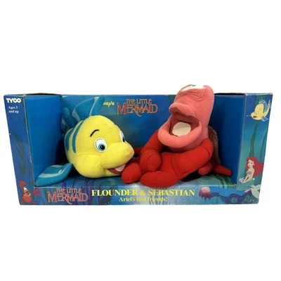 Disney Tyco Little Mermaid Flounder Sebastian Ariels Best Friends Plush Vintage - Image 1 of 4