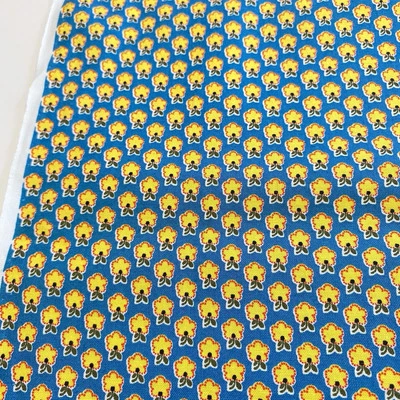 VTG Robert Kaufman Fabric Yellow Floral on Blue Cotton 42 In x 1 Yard Quilting - Image 1 of 4