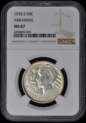 ARKANSAS 1935-S Silver Commemorative 50C NGC MS67 - Image 1 of 4