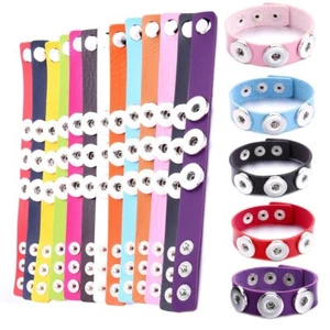 Multi Color x3 Snaps Leather Bracelet 18mm Fit 18mm Snaps Snap Jewelry 07225