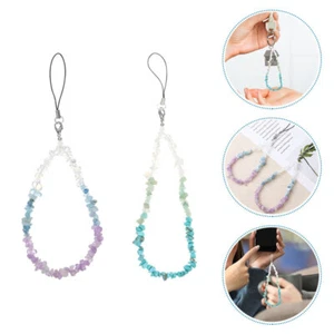 2 Pcs Chain Colorful Beaded Phone Lanyard Charm Wrist Strap - Photo 1/12