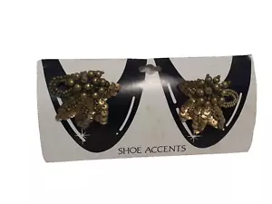 Fermascarpe Vintage Clip per Scarpe Accenti, Perline Oro Perline Fiore - Foto 1 di 6