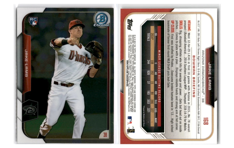 2015 Bowman Chrome #168 Jake Lamb - Arizona Diamondbacks RC - Image 1 of 1