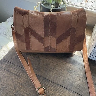 Lucky Brand Tan Leather Patchwork Axil Wallet Convertible Crossbody Purse - Image 1 of 4
