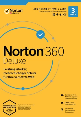 NORTON 360 DELUXE 3-Geräte / 1-Jahr Internet Security (2025) - KEIN ABO / KEY - Bild 1 von 4