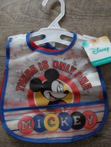 Disney Baby Mickey Mouse Crumb Catcher Bibs Set of 2. (J1) - Picture 1 of 4