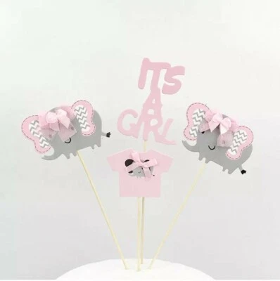 Es una niña elefante papel cumpleaños decoración pastel suministros fiesta. Foto 1 de 3