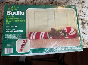 Bucilla Christmas Latch Hook Kit Candy Cane Bear Draftstop Door Hanging New Vtg - Picture 1 of 8