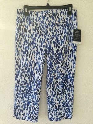 Counterpart женщин супер эластичной глубокий кобальт синий белый капри брюки 8P новый с Ярлыками - Изображение 1 из 4
