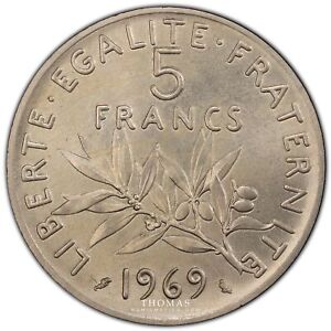 Trial - Épreuve de 5 francs semeuse - 1969 Paris - PCGS SP 66
