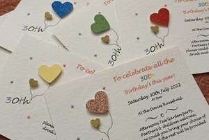 50 Handmade Personalised Birthday Invitations 18th 21st 30th 40th 50th 60th 70th - Picture 1 of 9
