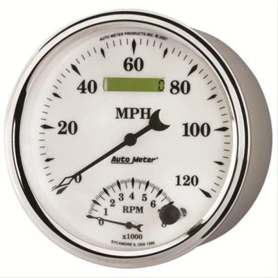 AutoMeter 1290 Old Tyme White II Analog Gauge Kit Speed and Tach 5in. - Image 1 of 3