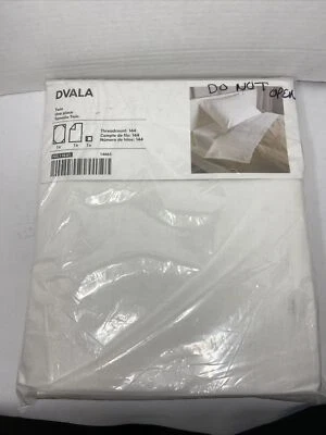 Juego de sábanas planas y funda de almohada ajustables blancas dobles Ikea Dvala (3) piezas 100 % algodón Foto 1 de 4