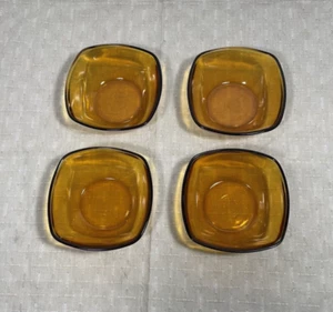 Duralex Square Amber Glass Bowls 4 1/4” Stacking Food Prep or Fruit Bowls - Picture 1 of 8
