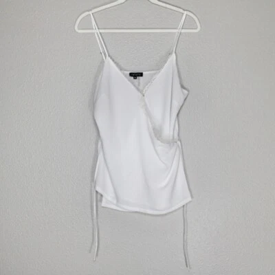 Top de encaje envolvente 1.State talla mediana blanco con cinturón cami para mujer cuello sin mangas boho Foto 1 de 4