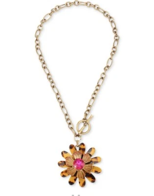 Collar Flor Betsey Johnson Tono Dorado Aspecto Tortuga $48 Q3 Foto 1 de 2
