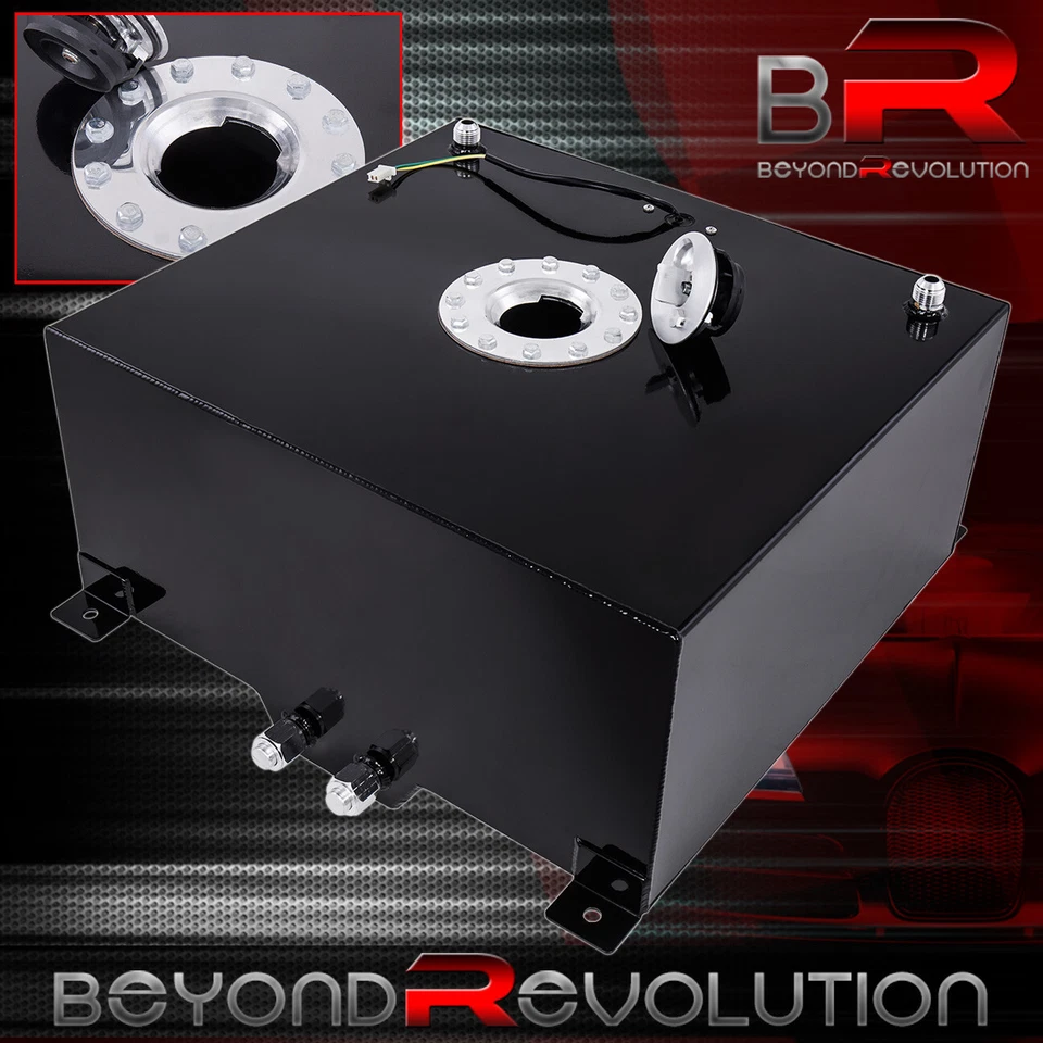 Black Aluminum Fuel Cell Tank W/ Chrome Cap & Level Gauge 50 Liter / 13 Gallon Foto 1 de 4