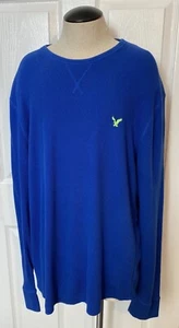 American Eagle Outfitters Langarm Baumwolle Waffel T-Shirt blau Herren XXL - Bild 1 von 9