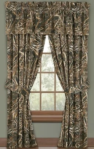Cortinas forradas Realtree Max-5 con cenefa 42"" x 87"" patos ganso hierba camuflaje marrones - Imagen 1 de 3