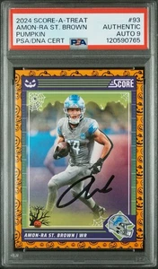 2024 Score-A-Treat Halloween Pumpkin Amon-Ra St. Brown Auténtico Automático PSA 9 ¡Pop 1! - Imagen 1 de 3