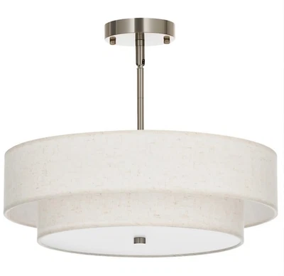 VONLUCE Lámparas de Tambor de 4 Luces, Lámpara Colgante de 18" Pantalla de Tela de 2 Capas Foto 1 de 4