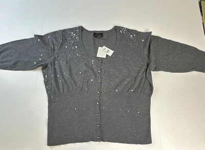 Suéter Lane Bryant Lentejuelas Lane Bryant Gris Cárdigan Talla 22/24 Foto 1 de 4