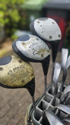 Vintage Ping Wood Set Karsten III  3 wood   & Ping Eye 5 Wood Steel Shafts RH - Image 1 of 4