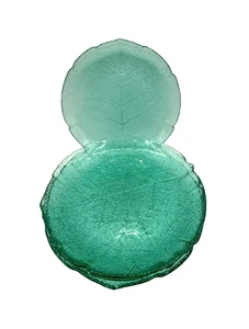 Vintage Arcoroc Turquoise Aspen Leaf Dessert Bread Plates Set of Four - Picture 1 of 12