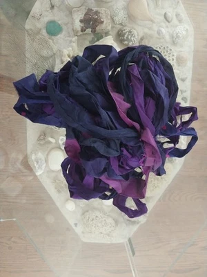  Recycled Sari Silk Ribbon 68 gr Skein Purple Shade - Image 1 of 2