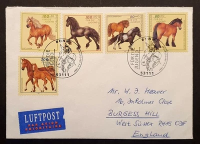 Germany stamp 1997 Youth Welfare Horses first day cover - Image 1 of 2