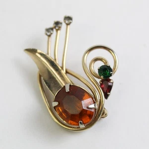 Vintage Scitarelli by Phyllis Brosche goldfarben Schwan Strass - Bild 1 von 5