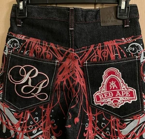 Red Ape KIDS Boys Vintage Y2K Baggy Embroidered Street Jeans Size 8 Blue AN NWT - Picture 1 of 10