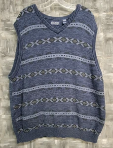 Chaleco Chaps Hombres XXL Western Cuello en V Clásico Abuelo Núcleo Preppy Azul - Imagen 1 de 12