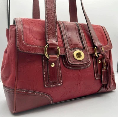 Bolso de Mano COACH Hampton Y2K Cuero Rojo Mini Boston Bolso de Hombro Turnlock Foto 1 de 4