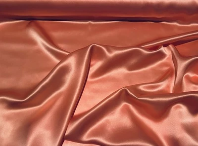 Silk Charmeuse satin ~19mm, Coral Pink, 100% Silk, 44" W, By the Yard (TS-7150K) - Image 1 of 4