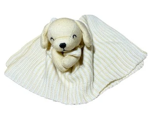 Carters Strick Welpe Hund Baby Sicherheitsdecke Lovey weiß gelb Streifen weich - Bild 1 von 4