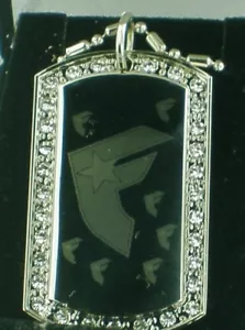 FAMOUS STARS AND STRAPS #7 CZ DOG TAG PENDANTS NECKLACE - Picture 1 of 1