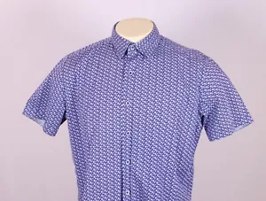 ROBERT GRAHAM Men’s Large Short Sleeve Sport Shirt -Blue Multi Geometric Print - Picture 1 of 12