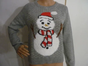 Winterpullover Winterpulli grau Schneemann XSWeihnachtspullover Weihnachtspulli - Bild 1 von 3