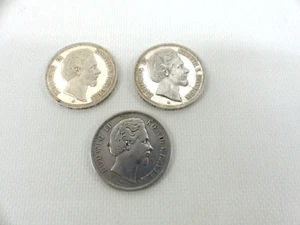 3 x Silbermünze König Ludwig II. von Bayern 5 Mark 1876 D und 2 x 1874 D - Bild 1 von 2