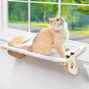 Cat Sill Window Perch Sturdy Cat Hammock Window Seat with Wood & Metal Frame for - Picture 1 of 12