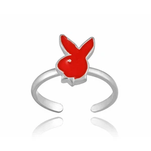 925 Silber Rot Emaille Bunny Zehen Ring - Bild 1 von 5