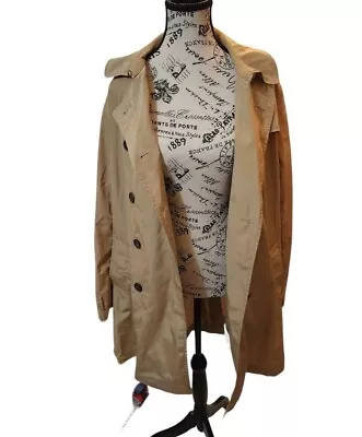 Joe Fresh TRINCHERA Mujer Talla L Beige Botones Bolsillos Cinturón Foto 1 de 4