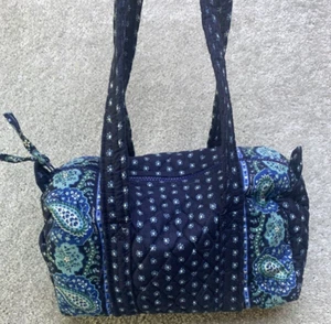 Vera Bradley Purse Blue Paisley Floral Dots Quilted Grandmacore Cottagecore - Picture 1 of 23